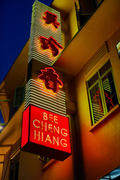 Singapore at Night: Neon Signs & Reflections